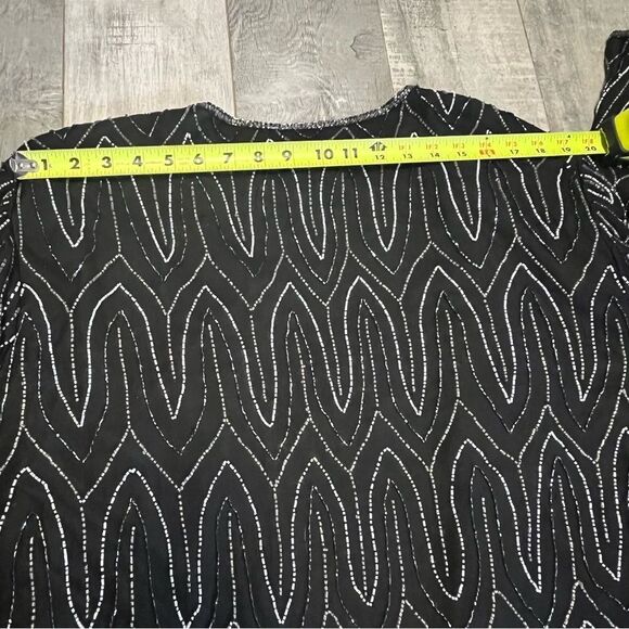 Vintage Black Silk Beaded sequin Special Evening Holiday Relaxed Fit jacket 2X - Picture 7 of 10